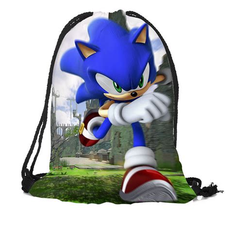 Custom Sonic Backpack Drawstring Bag Travel Beach School Bag Multi