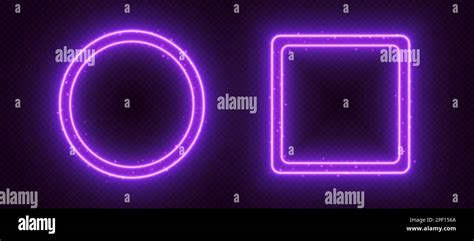 Neon Frames Glowing Borders With Sparkles Purple Led Circle And