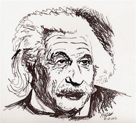 Portrait Drawing Of Albert Einstein Ink Drawing Portrait Drawing
