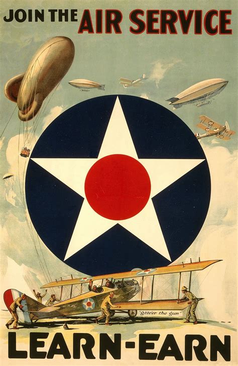 Wwi Poster Join The Air Service Learn Earn Wz Forbes Boston