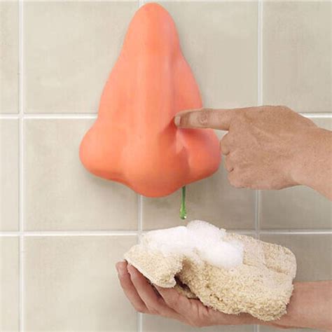 Cute Shower Gel Sanitizer Nose Shape Soap Dispenser Funny Nose Bathroom Show With Suction Hooks