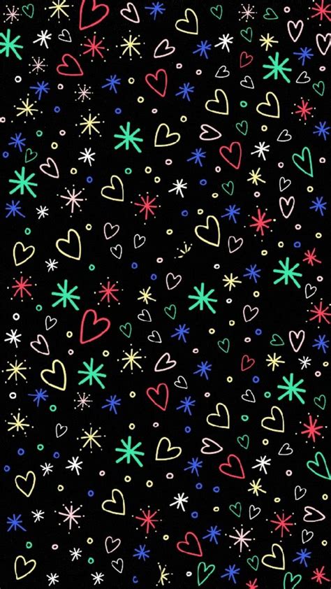 Colorful Hearts And Stars On A Black Background