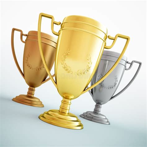 Three Trophies Gold Silver And Bronze Stock Illustration