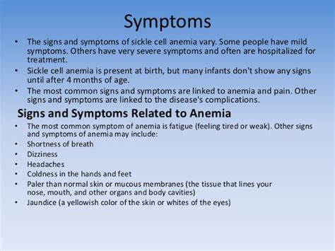 Symptoms Of Sickle Cell Anemia