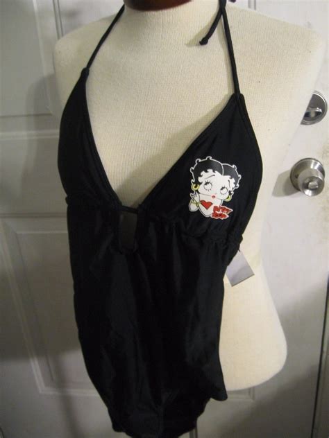 Nwt Universal Studios Betty Boop 1 Pc Womens Swimsuit Black Sz Small