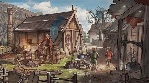 Artstation Viking Blacksmith Exterior Gustine Salomon Vikings