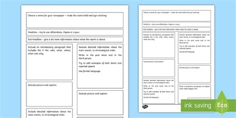 Newspaper Report Differentiated Writing Template Twinkl
