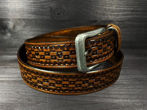 Western Style Leather Belt Stars Leather Belt Mens Leather Belt