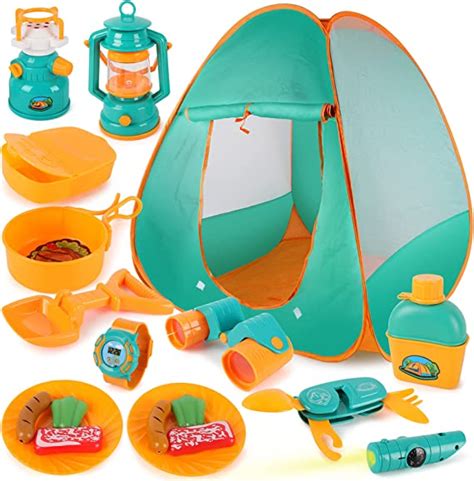Kids Camping Toys With Pop Up Tent Indoor And Outdoor Toy Pretend Play