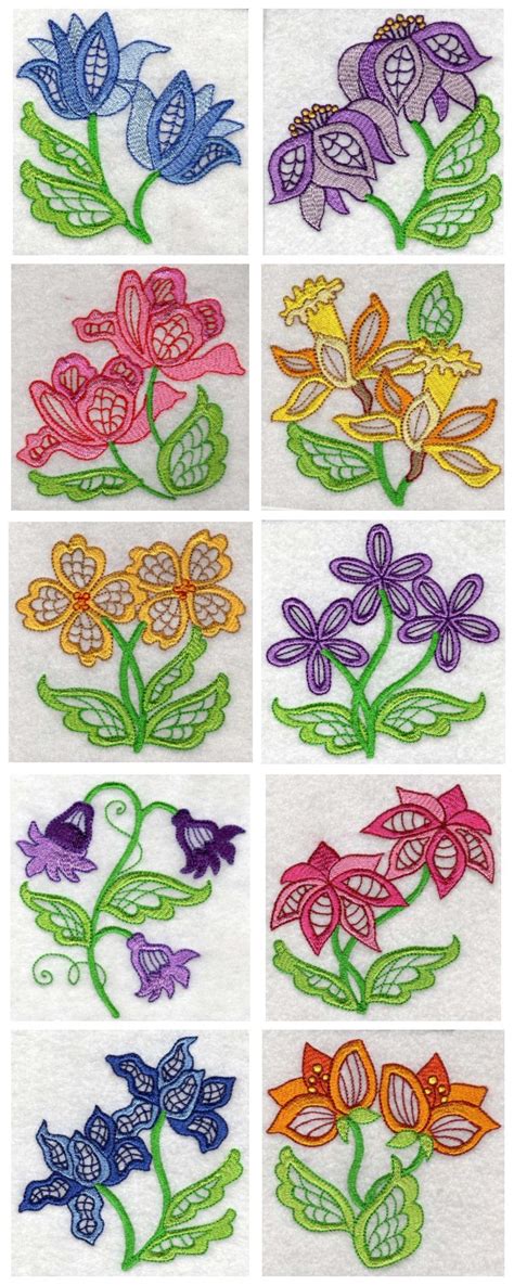 Machine Embroidery Designs Large Jacobean Flowers Set