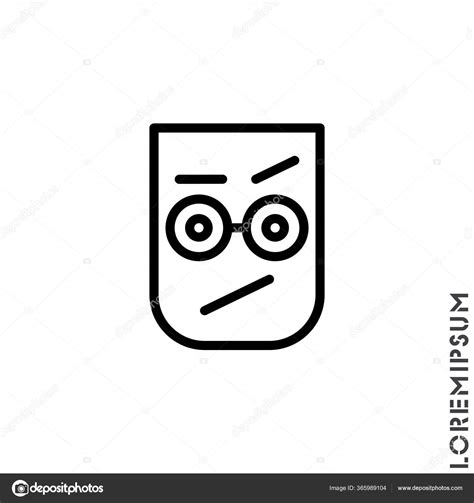Sad Confused Raised Eyebrow Emoticon Icon Vector Illustration Outline