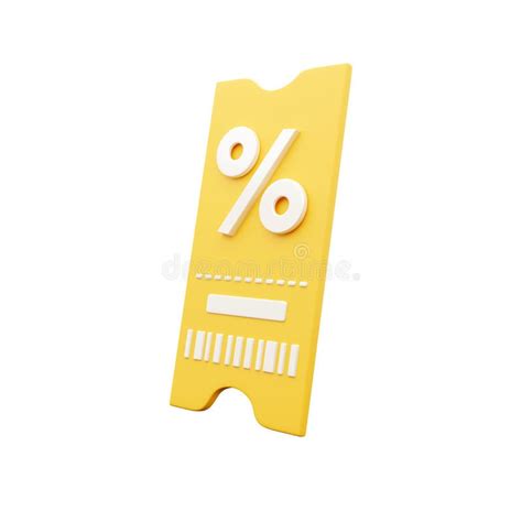 3d Render Yellow Coupon Icon On White Background Cartoon Style 3d