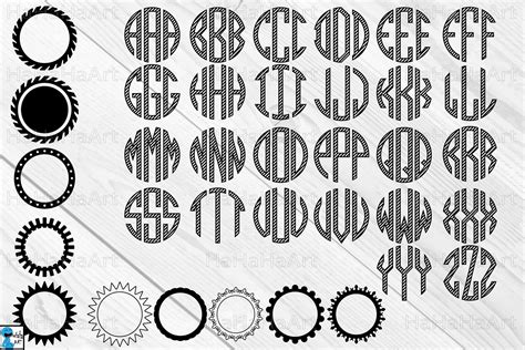 Circle Monogram Alphabet Strips - Clip art Cutting Files 42c