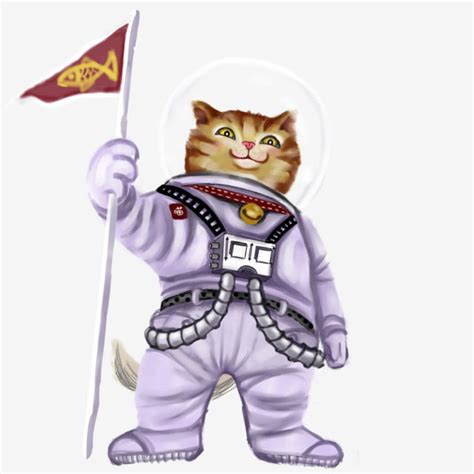 Cute Astronaut Cat Decorative Element Decorative Elementhand Painted