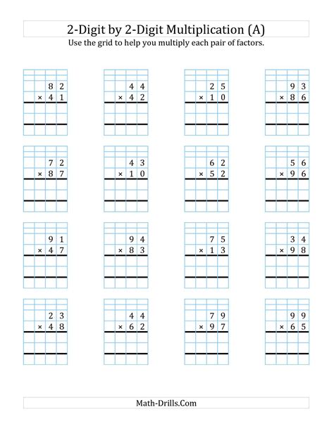 Double Digit Multiplication Box Method Worksheet Leonard Burtons