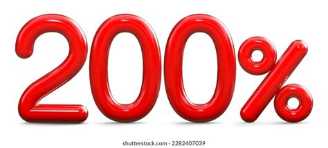 Number 200 Red Glossy 3d Isolated Stock Illustration 2282407039