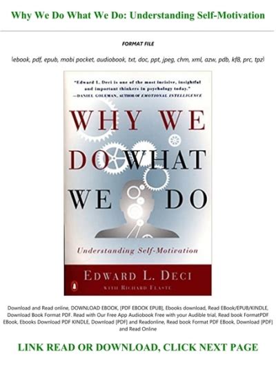 Download E Book Why We Do What We Do Understanding Self