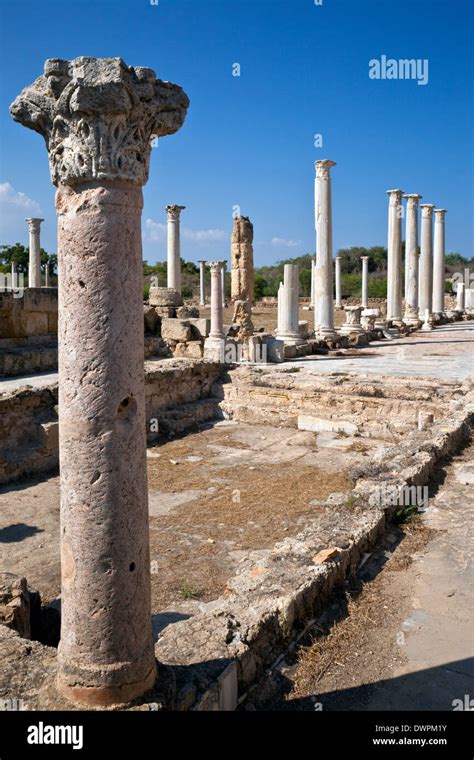 Salamis Roman Ruins Turkish Republic Of Northern Cyprus Stock Photo