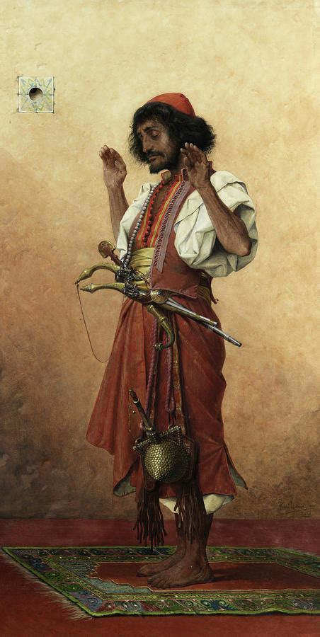 Arabian Warrior In Prayer Painting By Theophile Marie Francoise Lybaert