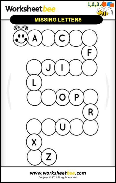 Printable Missing Letter Tracing Worksheet for kids - Worksheet Bee