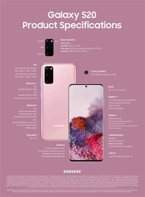 Samsung Galaxy S20 Specifications Phones Ltd