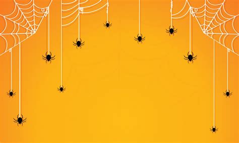 Halloween Spiders And Spider Webs On Orange Gradient 1364012 Vector Art