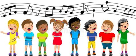 Happy Children Kid Singing Chorus Isolated Stock Vector Illustration