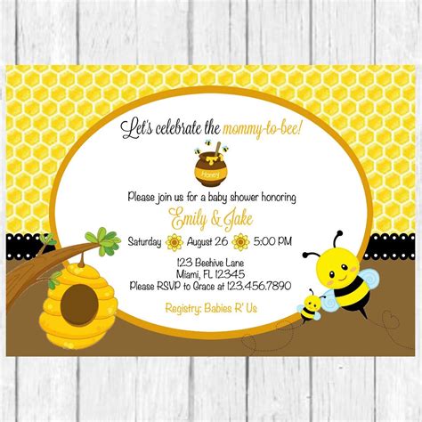 Bee Baby Shower Invitation Bee Invite Bumble Bee Baby Shower