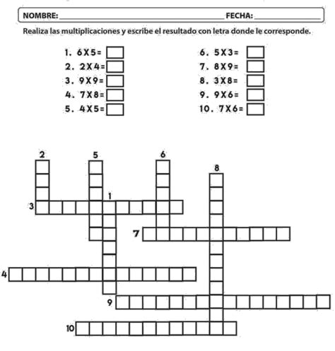 Crucigrama De Multiplicaciones Matias