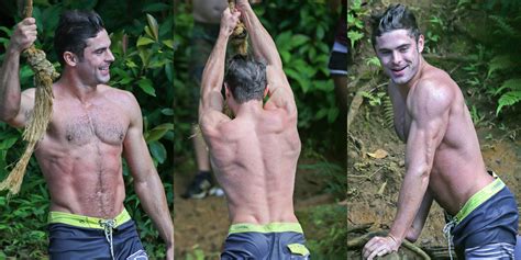 Zac Efrons Shirtless Rope Swing Photos Are Too Hot To Handle Shirtless Zac Efron Just