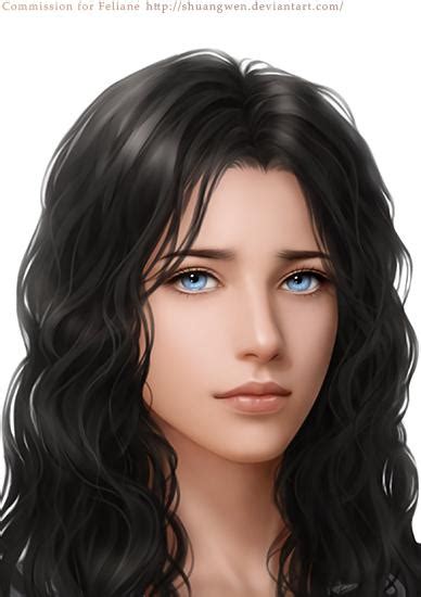 Black Haired Girl By Shuangwen On Deviantart Black Hair Blue Eyes Girl Black Hair Blue Eyes