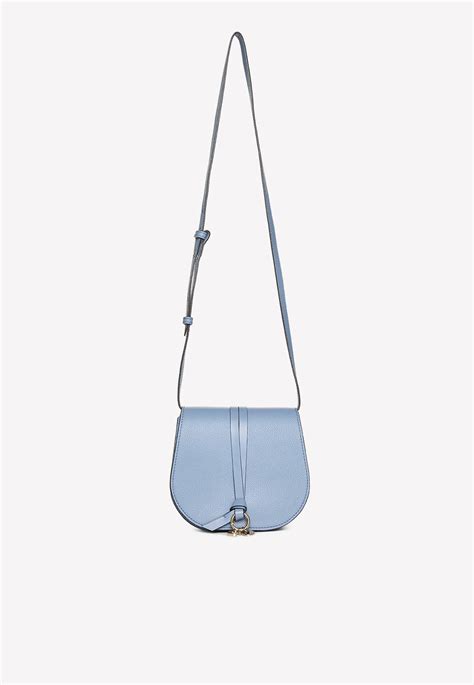Chlo Nano Logo Charm Saddle Bag In Blue Lyst