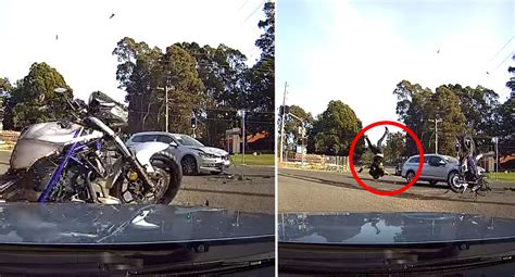 Dash cam footage of motorcycle accident on Sydney's Wakehurst Parkway