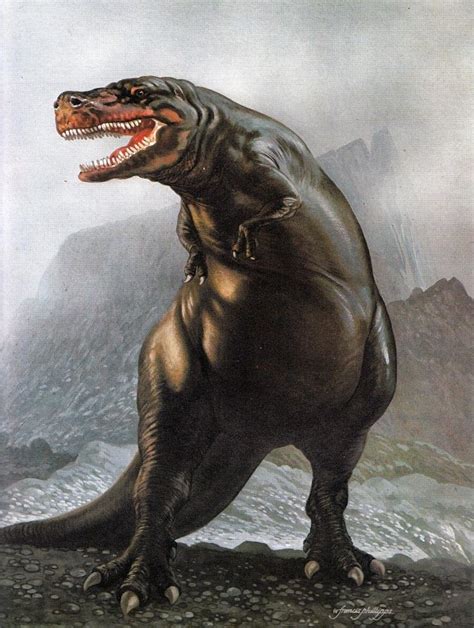 A Dinosaur With Its Mouth Open Standing On The Ground