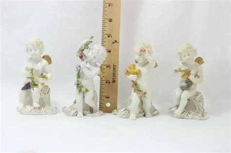 CAPODIMONTE ITALY FOUR Season Angel Cherub Porcelain Figurines 250 00