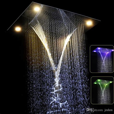 2021 Modern Rainfallwaterfallrain Curtain Function Led Multi Color Shower Heads Remote Control