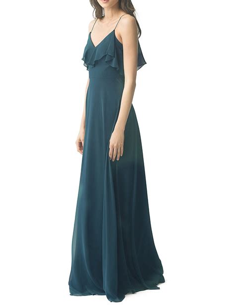 Clothknow Spaghetti Chiffon Bridesmaid Dresses Long With Shoulder