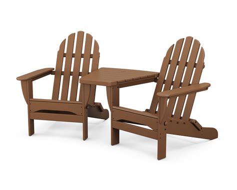 Polywood Classic Folding Adirondacks With Angled Connecting Table In T