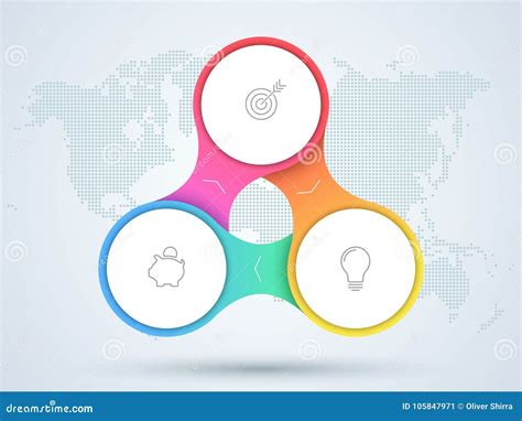Infographic 3 Point Business Diagram With World Map Stock Vector