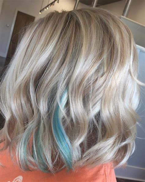 Smokey Blonde With Peekaboo Fashion Colors Blue Hair Highlights