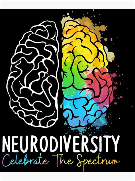 Neurodiversity Autism Spectrum Asd Adhd Rainbow Brain Art Print By