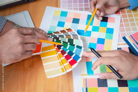 Interior Designer Chooses A Color Chart For Home Design Graphic