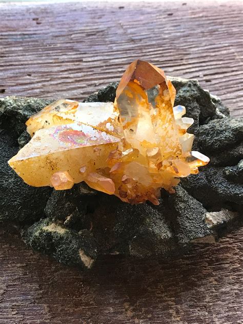 Golden Healer Raw Quartz Cluster Gorgeous Iridescence Mine Fresh