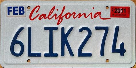 California License Plate California License Plate California License