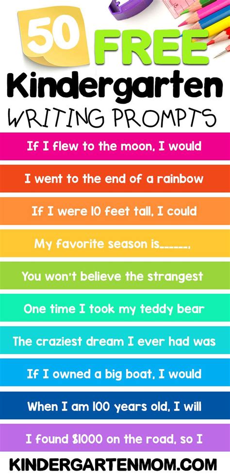 50 Free Kindergarten Writing Prompts For Kids These Free Story