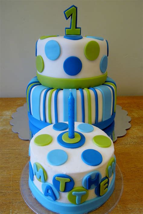 Cake by deliciousbysara | love this cake idea, order cake from deliciousbysara. Stripes & Dots Boys 1St Birthday - CakeCentral.com