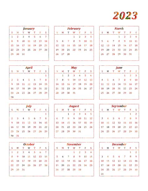 Download Full Resolution Of Year 2023 Calendar Png Pic Png Mart