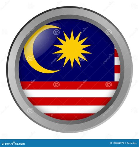 Flag Of Malaysia Round As A Button Stock Illustration Illustration Of