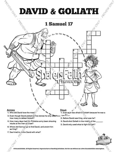 Sharefaith Media David And Goliath Sunday School Crossword Puzzles