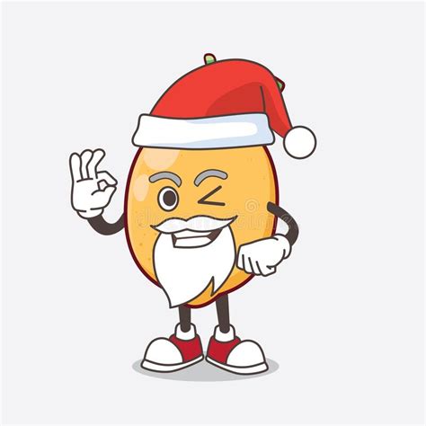 Lemon Fruit Cartoon Santa Mascot Character With Ok Finger Stock Vector